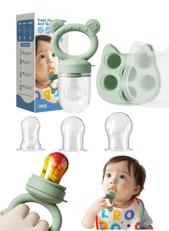 Silicone Freezer Tray Baby Fruit Feeder Food Teething Set Must-Have Pacifiers and Food Storage Containers for Babies 5 Months and Up - Image 1