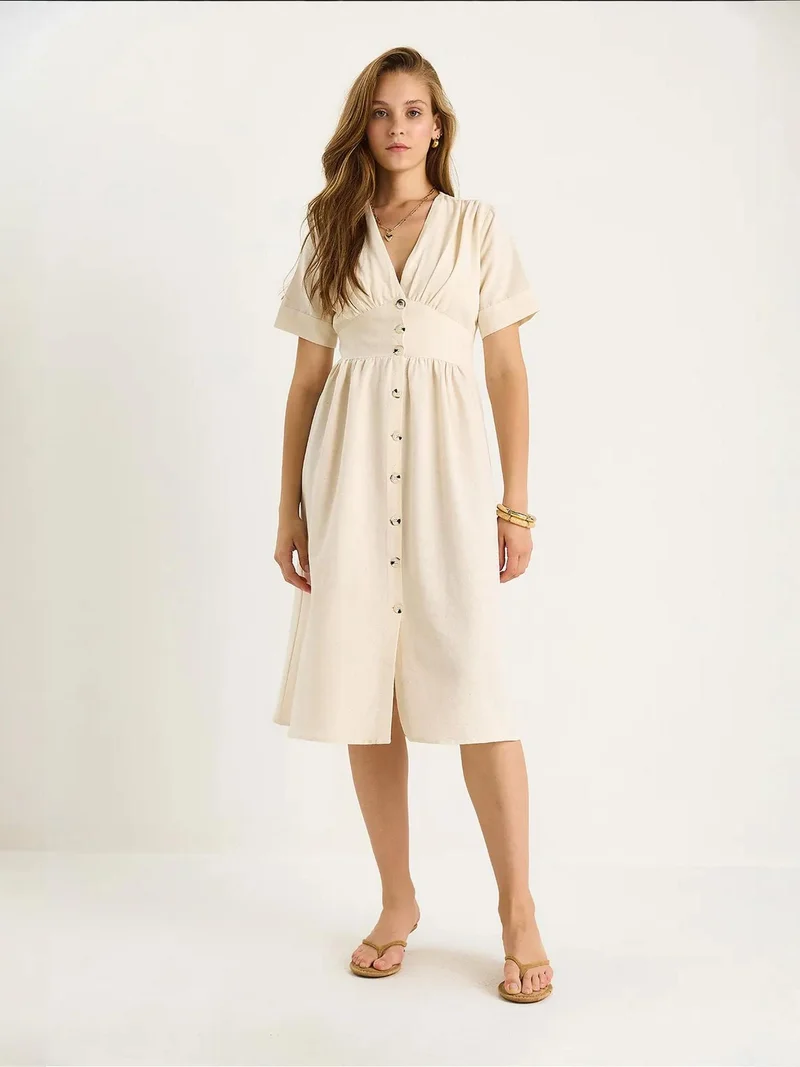 بيانكو لوتشي فستان قميص ميدي بياقة على شكل حرف  وأزرار