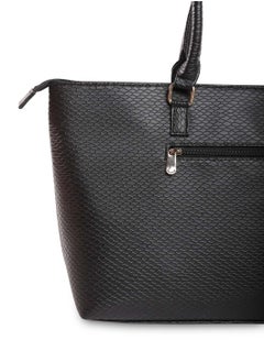 CAPRESE Caprese Fiona Self Design Black Faux Leather Large Tote Handbag  - Image 5