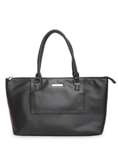 CAPRESE Caprese Fiona Self Design Black Faux Leather Large Tote Handbag  - Image 1