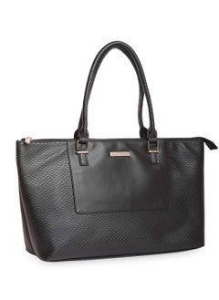 CAPRESE Caprese Fiona Self Design Black Faux Leather Large Tote Handbag  - Image 3