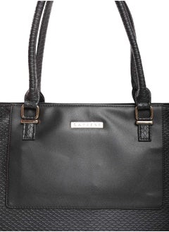 CAPRESE Caprese Fiona Self Design Black Faux Leather Large Tote Handbag  - Image 2
