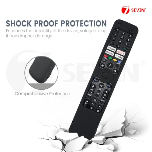 7-Seven 7SEVEN® Silicone Remote Cover for Sony TV Remote Suitable Model RMF-TX520P - Shockproof, Anti-Slip, Washable & Dustproof Protective Skin for TV Remotes Control – Soft, Durable & Kids-Friendly (Black) - Image 4
