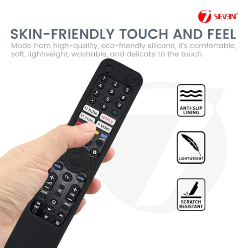 7-Seven 7SEVEN® Silicone Remote Cover for Sony TV Remote Suitable Model RMF-TX520P - Shockproof, Anti-Slip, Washable & Dustproof Protective Skin for TV Remotes Control – Soft, Durable & Kids-Friendly (Black) - Image 5