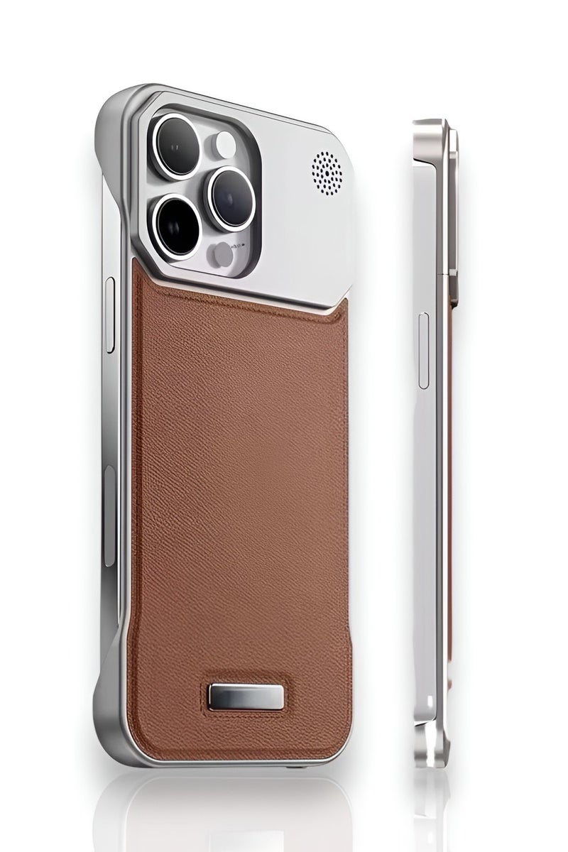 جين يوهونغ غطاء آيفون 16 برو – ألمنيوم طيران وجلد طبيعي – نحيف، خفيف، متوافق مع Magsafe. - Image 1