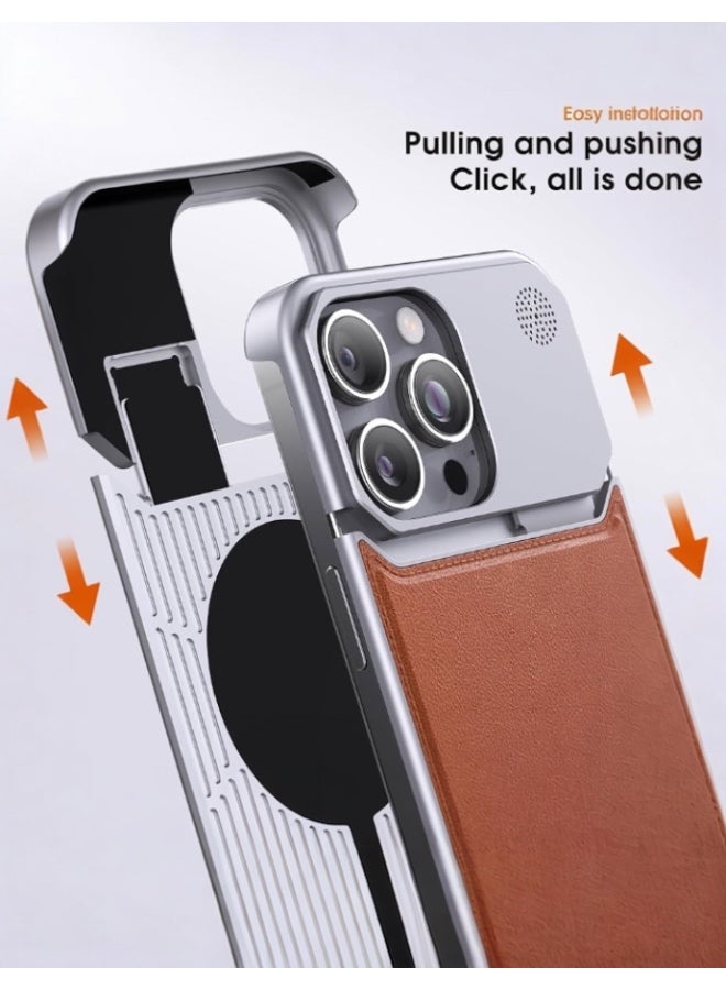 جين يوهونغ غطاء آيفون 16 برو – ألمنيوم طيران وجلد طبيعي – نحيف، خفيف، متوافق مع Magsafe. - Image 2