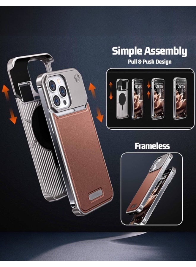 جين يوهونغ غطاء آيفون 16 برو – ألمنيوم طيران وجلد طبيعي – نحيف، خفيف، متوافق مع Magsafe. - Image 4