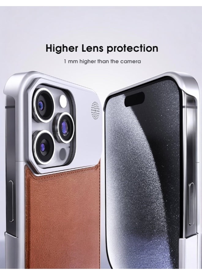 جين يوهونغ غطاء آيفون 16 برو – ألمنيوم طيران وجلد طبيعي – نحيف، خفيف، متوافق مع Magsafe. - Image 5