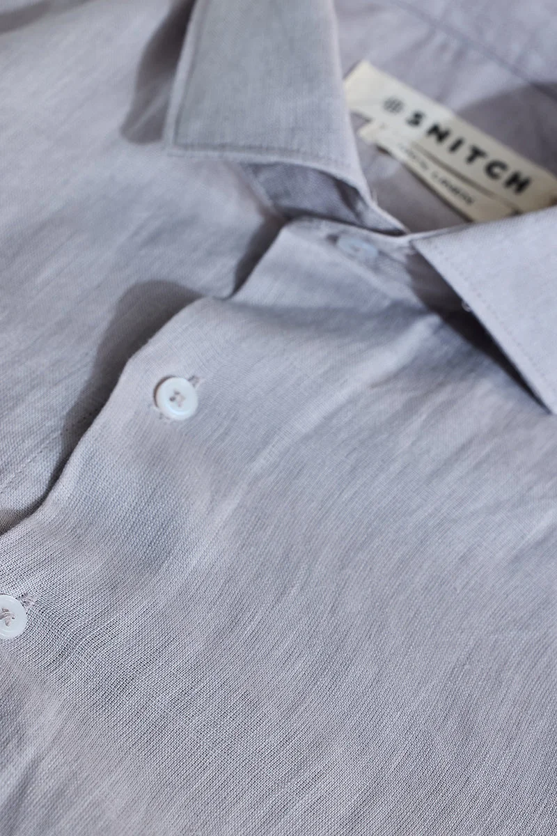 SNITCH Light Grey Slim Fit 100% Linen Shirt