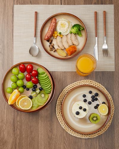 Pokini Stoneware Plates Set of 6, 8 Inch Handmade Reactive Glaze Ceramic Set for Dessert, Salad, Appetizer, Small Dinner Plates, Microwave & Dishwasher Safe, Highly Chip and Crack Resistant - Image 3