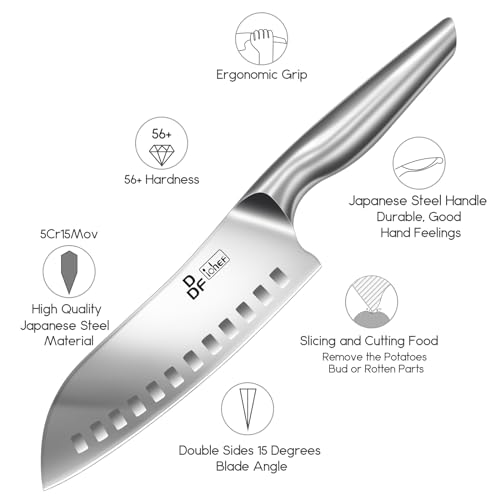 DDF iohEF Kitchen Knife, Chef's Knife In Japanese Stainless Steel Professional Santoku Cooking Knife, 7 Inch Non-slip Ultra Sharp Knife with Ergonomic Handle - Image 2