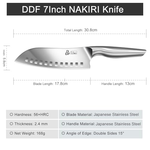 DDF iohEF Kitchen Knife, Chef's Knife In Japanese Stainless Steel Professional Santoku Cooking Knife, 7 Inch Non-slip Ultra Sharp Knife with Ergonomic Handle - Image 5