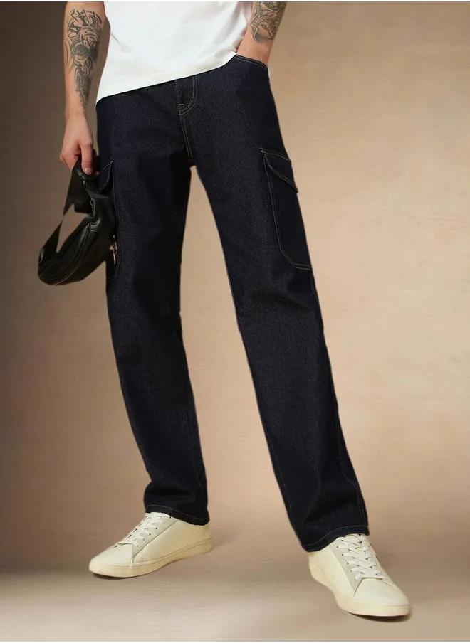 Dennis Lingo Dennis Lingo Mid Rise Relaxed Fit Jeans with Side Pockets Detail