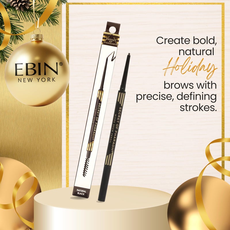 EBIN NEW YORK Micro Brow Pencil Natural Black | Ultra-Thin Tip for Precise Hair-Like Strokes | Defines Brows | Soft Smudging Brush | Water-Resistant & Cruelty-Free - Image 3