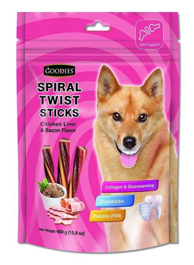 Goodies Dog Energy Treats Spiral Twist Stick Chicken Liver & Bacon Flavor 98% Healthy Snack & Training Treat, Best For Dog (1 X 450G) With Free Jerhigh Milky Stick 20G (Newly Launched)  - Image 3