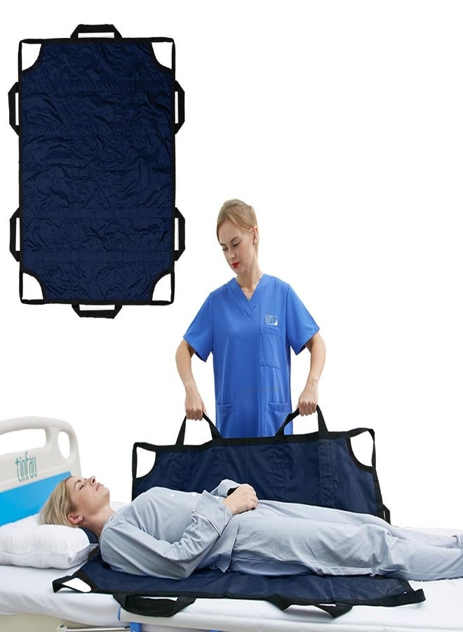 TINFAU Bed Positioning Pad with Reinforced Handles, 50" X 40" Multipurpose Waterproof Transfer Sheet for Turning, Lifting & Sliding, Reusable Washable Patient Positioning Sheet for Bedridden, Caregiver, Blue - Image 1