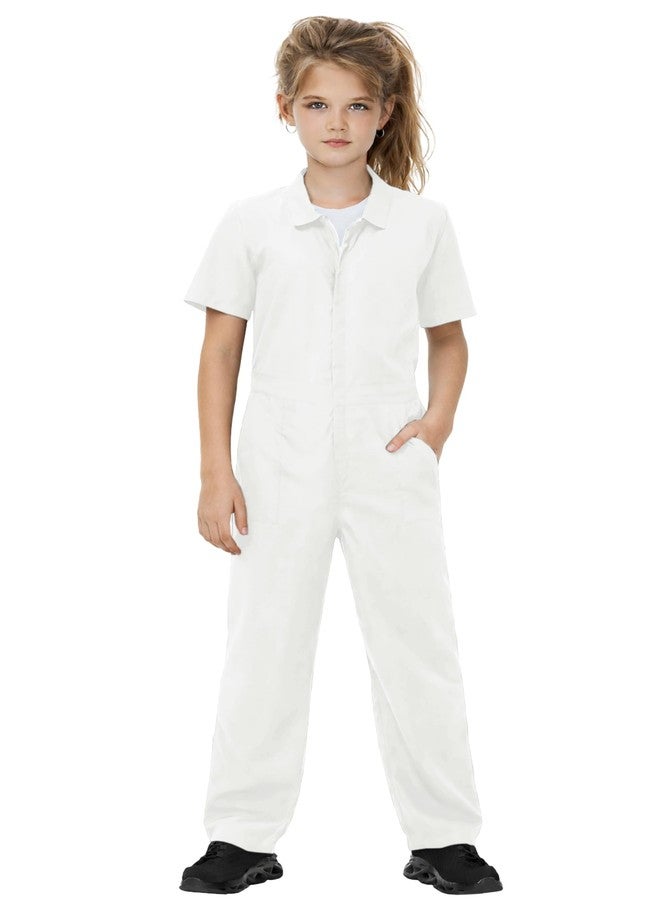 AOBUTE Girls Caddy One Piece Outfits Work Halloween Suit Costume White Short Sleeve Jumpsuit 13-14 Years - Image 2