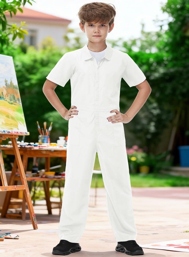AOBUTE Girls Caddy One Piece Outfits Work Halloween Suit Costume White Short Sleeve Jumpsuit 13-14 Years - Image 3