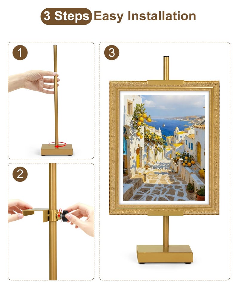 Victawks Adjustable Tabletop Easel Stand, Picture Easels for Display Up to 17" H, Gold Metal Picture Frame Holder Stand Table for Art, Photo (1 Pack) - Image 5