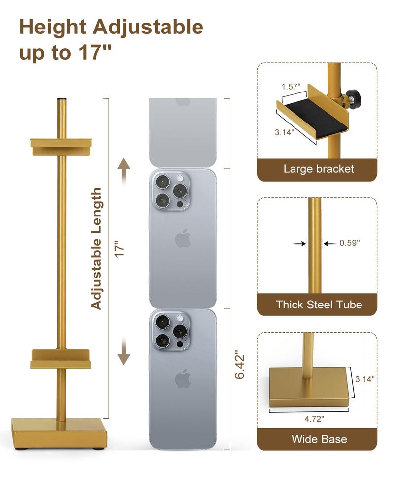 Victawks Adjustable Tabletop Easel Stand, Picture Easels for Display Up to 17" H, Gold Metal Picture Frame Holder Stand Table for Art, Photo (1 Pack) - Image 2