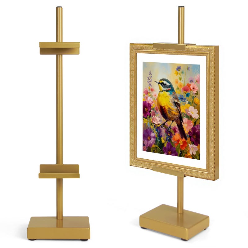 Victawks Adjustable Tabletop Easel Stand, Picture Easels for Display Up to 17" H, Gold Metal Picture Frame Holder Stand Table for Art, Photo (1 Pack) - Image 1