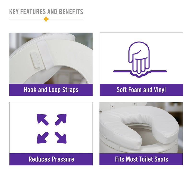 DMI DMI Raised Toilet Seat Cushion Seat Cushion and Seat Cover to Add Extra Padding to the Toilet Seat while Relieving Pressure, Tear Resistant, FSA & HSA Eligible, 2 Inch Pad, White  - Image 5