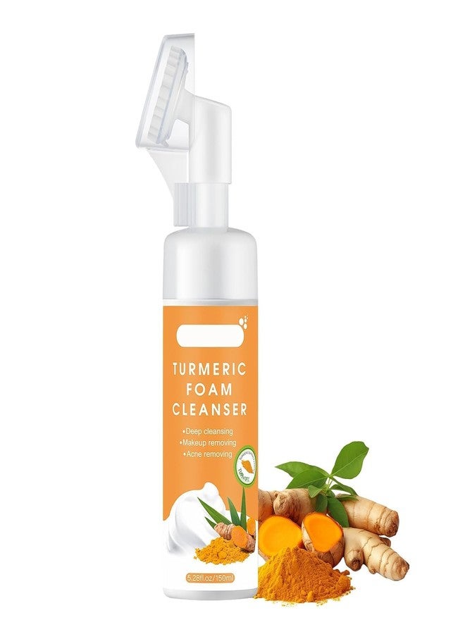 JANCOM Turmeric Foaming Facial Cleanser Pore Anti-Acne Face Wash with Brush Natural Turmeric Facial Foam Cleanser Deep Cleansing Glow Wash Suitable for All Skin Types - (150Ml) - Image 1
