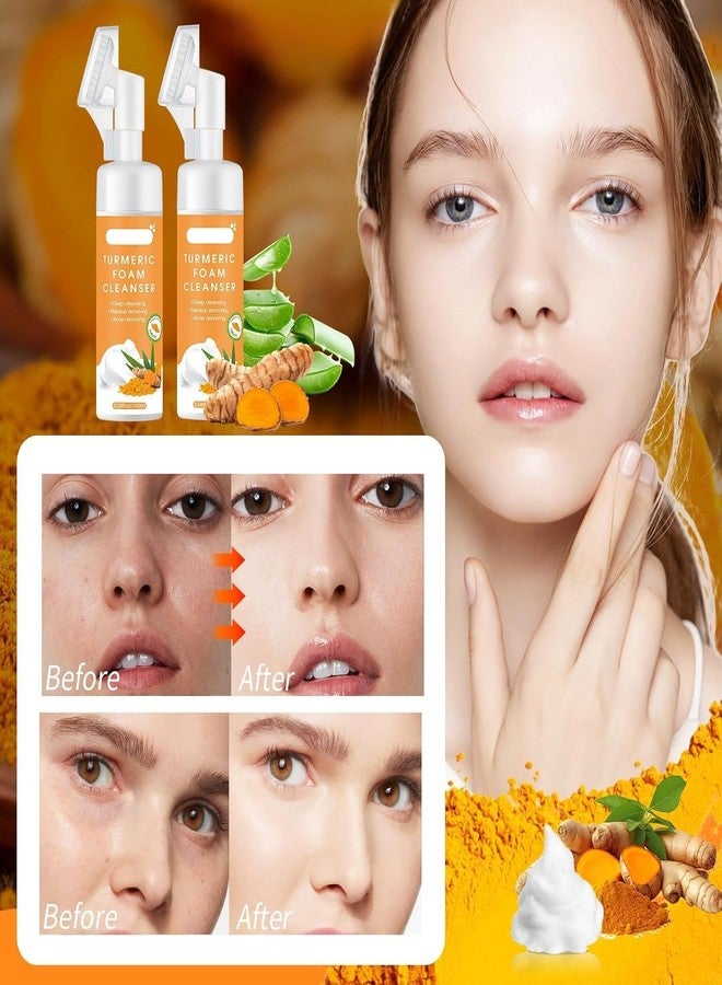 JANCOM Turmeric Foaming Facial Cleanser Pore Anti-Acne Face Wash with Brush Natural Turmeric Facial Foam Cleanser Deep Cleansing Glow Wash Suitable for All Skin Types - (150Ml) - Image 3
