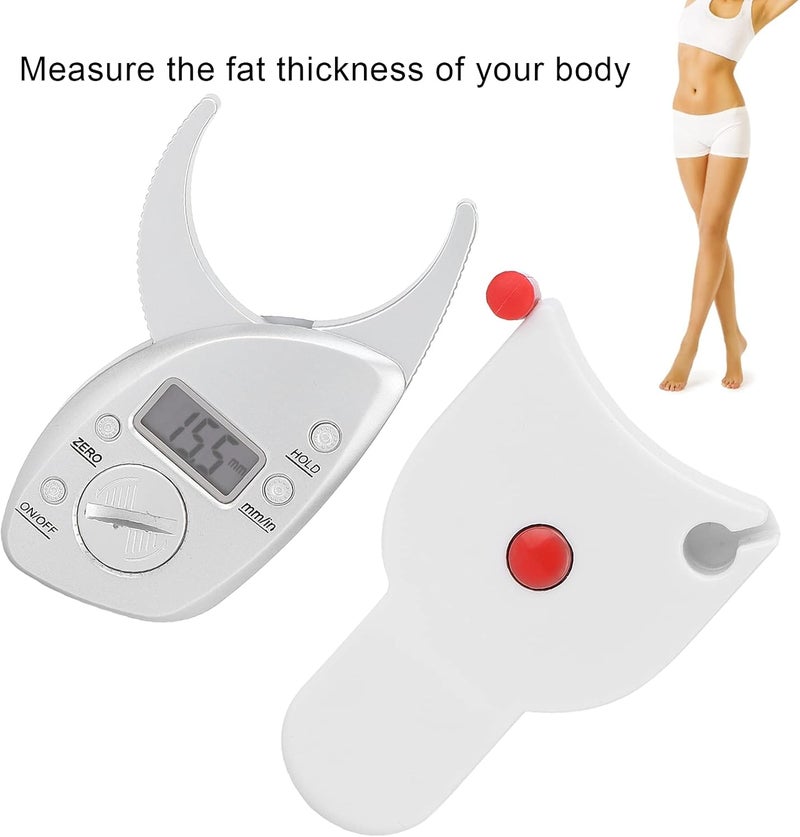 klarako Portable Skin Fat Caliper, Body Tape Measure BMI Calculator Body Fat Measurement Electronic Fat Caliper Body Digital Display Battery Operated High Accuracy Fat Caliper - Image 4