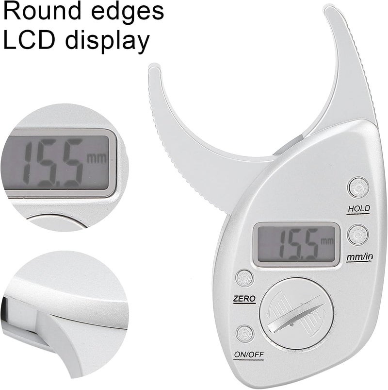 klarako Portable Skin Fat Caliper, Body Tape Measure BMI Calculator Body Fat Measurement Electronic Fat Caliper Body Digital Display Battery Operated High Accuracy Fat Caliper - Image 5