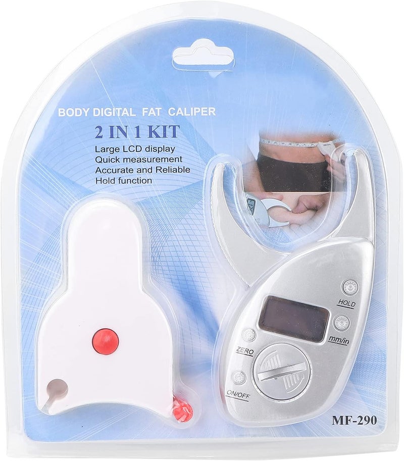 klarako Portable Skin Fat Caliper, Body Tape Measure BMI Calculator Body Fat Measurement Electronic Fat Caliper Body Digital Display Battery Operated High Accuracy Fat Caliper - Image 3