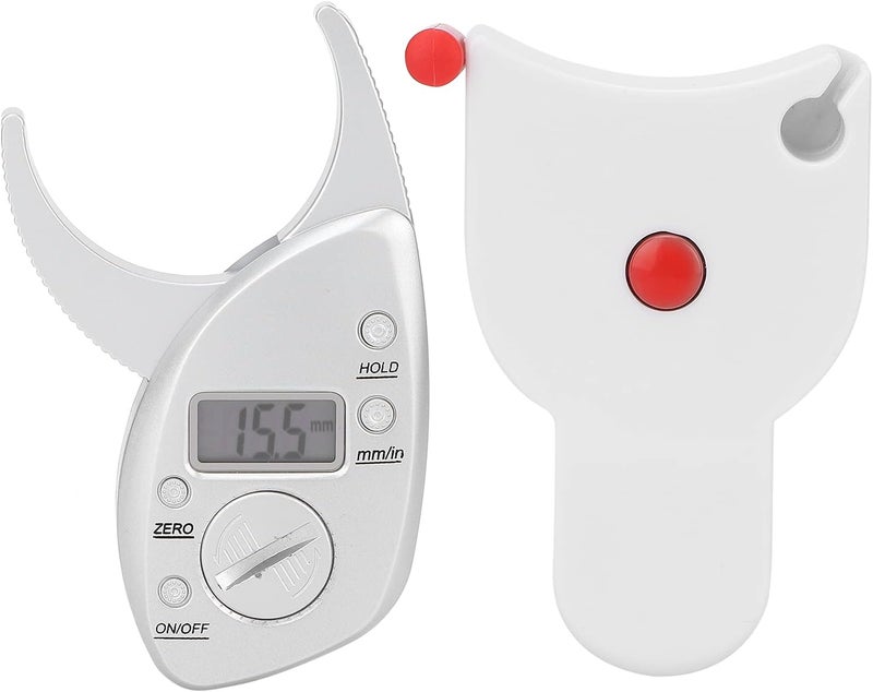 klarako Portable Skin Fat Caliper, Body Tape Measure BMI Calculator Body Fat Measurement Electronic Fat Caliper Body Digital Display Battery Operated High Accuracy Fat Caliper - Image 1