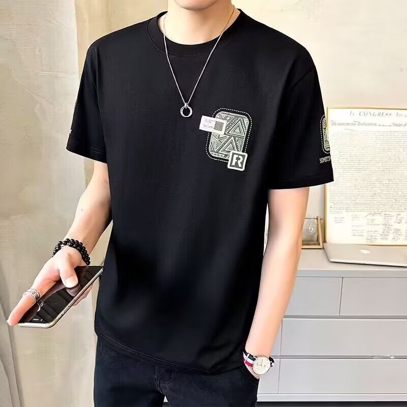 Men'S Summer Korean New Letter Printed Short Sleeve T-Shirt High School Students All-Match Fashion Brand Half Sleeve T-Shirt Fashion - Image 3