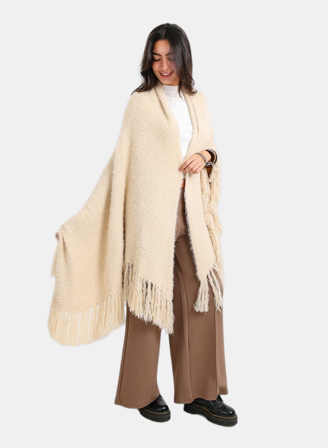 Carina Fringe Trim Knitted Poncho - Image 2