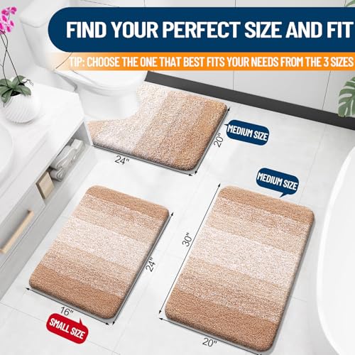 OLANLY Bathroom Rugs Mat 30x20, Extra Soft Absorbent Microfiber Bath Rugs, Rubber Backing, Quick Dry, Machine Washable Bath Mats for Bathroom Floor, Tub and Shower, Home Decor Accessories, Beige - Image 2