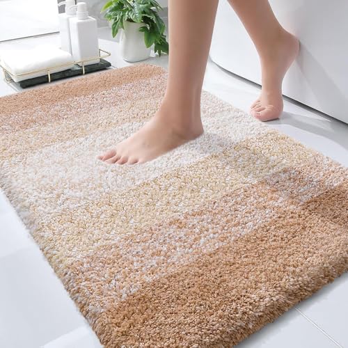OLANLY Bathroom Rugs Mat 30x20, Extra Soft Absorbent Microfiber Bath Rugs, Rubber Backing, Quick Dry, Machine Washable Bath Mats for Bathroom Floor, Tub and Shower, Home Decor Accessories, Beige - Image 1