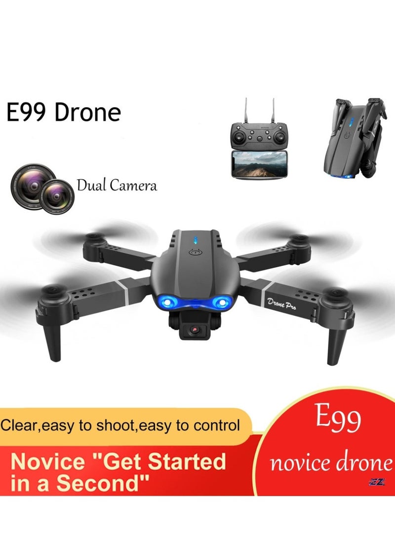 ELTRAZONE E99 Pro Professional Entry-Level Drone, Dual Camera FPV WiFi, High Altitude Hovering, Outdoor Party Overhead Shot, Beginner Gift, Black - Image 2