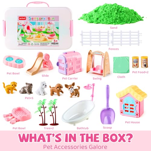 Aprilwolf 21 PCS Pet Sensory Bin Dog Cat Sandbox with Sand Box Play Sand Art Toys Kit Pet Care Play Set Beach Toys for Kids Ages 48 Birthday Gift Girls Boys 3 4 5 6 7 Years Old - Image 5