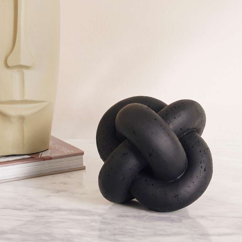 Pan Home Black Polyresin Knot Sculpture for Home Decor