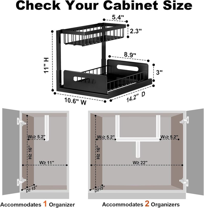 REALINN Under Sink Organizer and Storage, 2 Pack Pull Out Cabinet Organizer Slide Out Sink Shelf Cabinet Storage Shelves, Under Sink Storage for Kitchen Bathroom Cabinet - Image 5