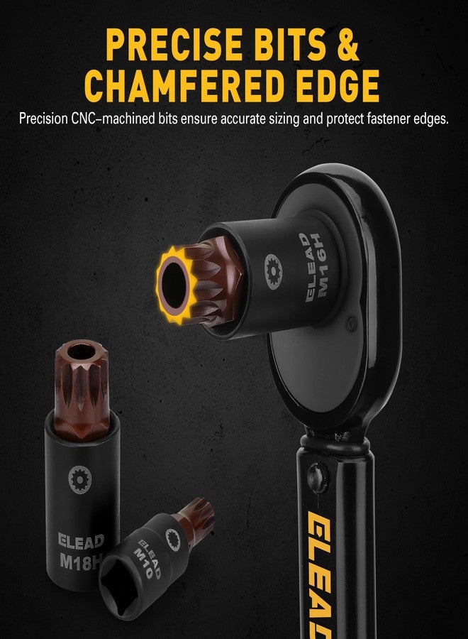 ELEAD مجموعة مفاتيح ربط صدمية ثلاثية المربعات من ELEAD مكونة من 13 قطعة - فولاذ S2 ممتاز، طراز أوروبي، مقاسات من M4 إلى M18 مع محولات للمفاتيح، مقاسات 1/4 بوصة، 3/8 بوصة، و1/2 بوصة | أدوات ميكانيكية احترافية - Image 4