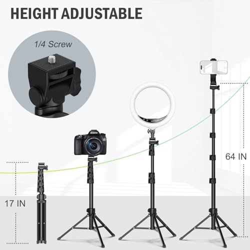 Liphisy 64” Tripod for Cell Phone & Camera, Phone Tripod with Remote and Phone Holder, Sturdy & Stable Height Adjustable Multi-Angle Shot Selfie Stick Tripod for Video Recording - Image 2