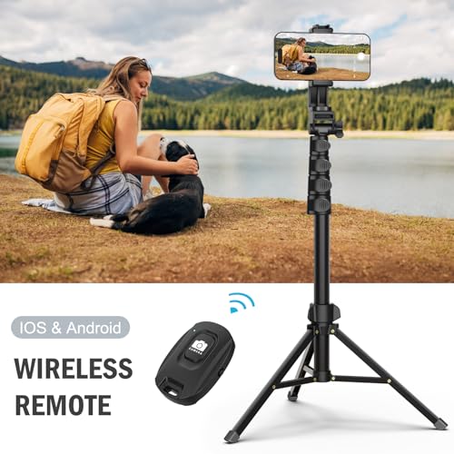 Liphisy 64” Tripod for Cell Phone & Camera, Phone Tripod with Remote and Phone Holder, Sturdy & Stable Height Adjustable Multi-Angle Shot Selfie Stick Tripod for Video Recording - Image 4