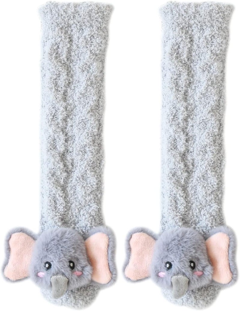 comfrt 3D Baby Winter Fluffy Fuzzy Slipper Socks - Cute Animal Socks for Baby - Soft and Cozy Winter Baby Stockings Slipper - Image 1