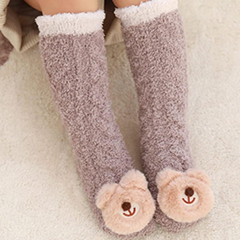 comfrt 3D Baby Winter Fluffy Fuzzy Slipper Socks - Cute Animal Socks for Baby - Soft and Cozy Winter Baby Stockings Slipper - Image 4
