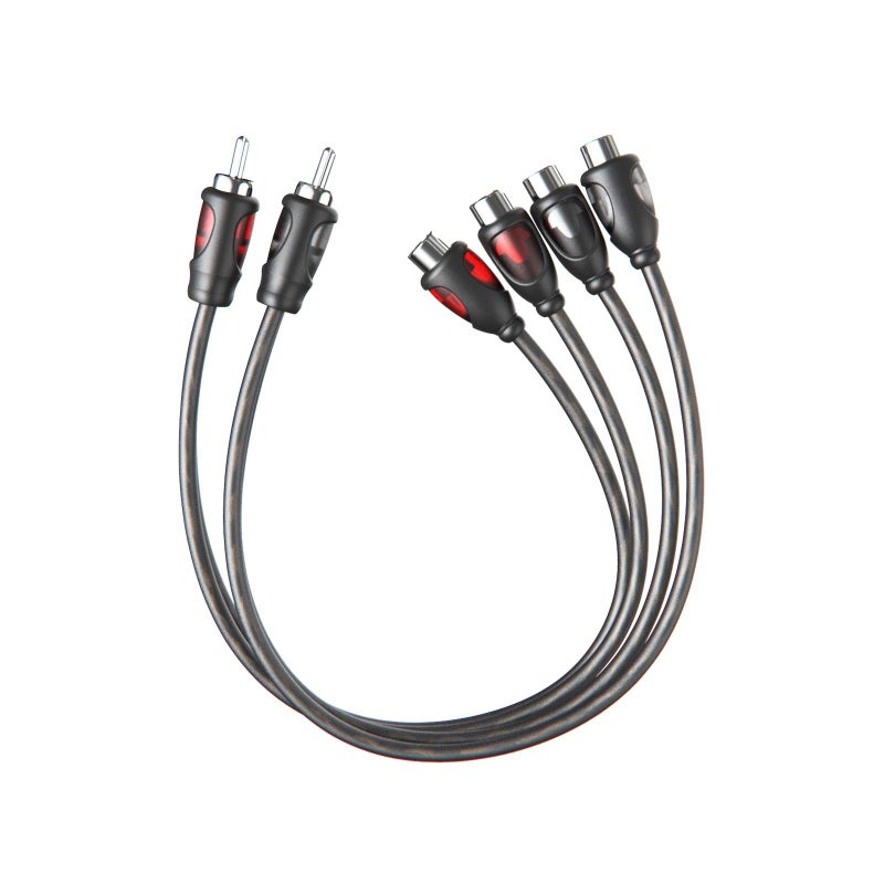 ROCKRIX 1ft RCA 1 Male to 2 Female Audio Speaker Y Adapter Splitter Cable (2 Pack) - Image 1