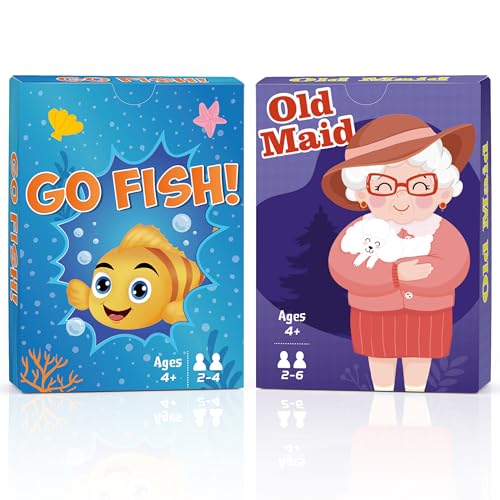 Timenued Card GamesGo Fish and Old Maid Card Game for Kids Ages 48Fun Classic Interactive Games for Kids Toddlers AdultsPerfect for Stocking Stuffers GiftsFamily Game Night Party GamesGo FishOld Maid - Image 1
