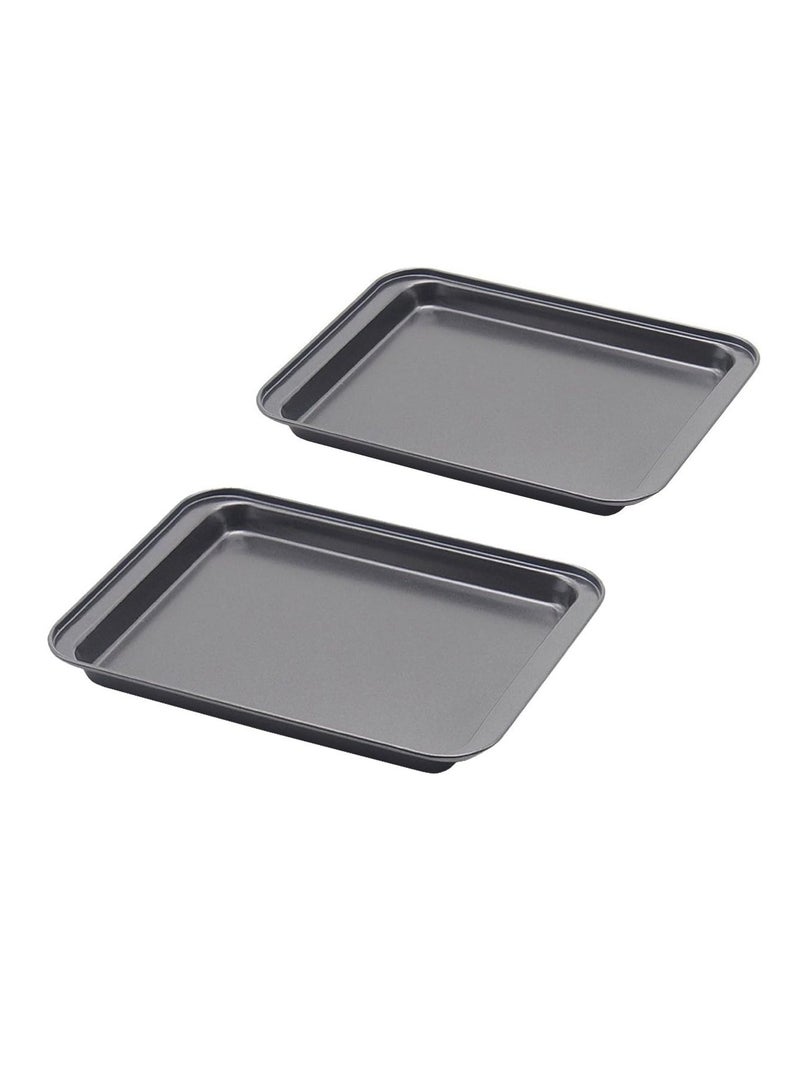 SS&CC Little Small Baking Sheets Nonstick Set of 2 (9.5inch X 7.1inch) 8 Inch Nonstick Baking Toaster Oven Tray Cookie Sheets, 1 or 2 Person Household - Image 1