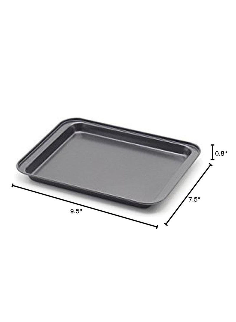 SS&CC Little Small Baking Sheets Nonstick Set of 2 (9.5inch X 7.1inch) 8 Inch Nonstick Baking Toaster Oven Tray Cookie Sheets, 1 or 2 Person Household - Image 4