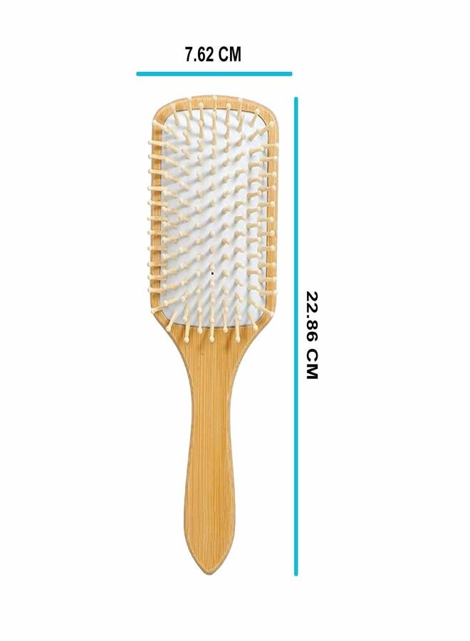 GABANA Wooden Paddle Hair Brush for Women and Men (Pack of 1, 9 Inches, Brown & White)|Paddle Comb for Curly Hair Scalp Massage Paddle Comb Wooden paddle Hair comb Brush wooden Bristles Hair Brush| - Image 3